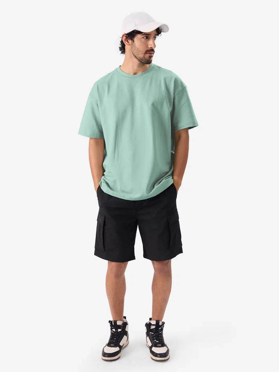 SOLID SAGE GREEN OVERSIZED TEE - HALCYONS